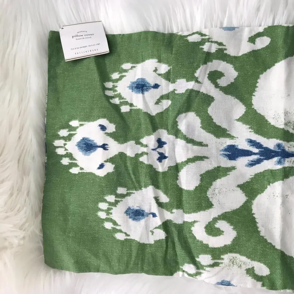 NWT Pottery Barn - Accents Pillow Cover Green cotton-linen 12” x 24”